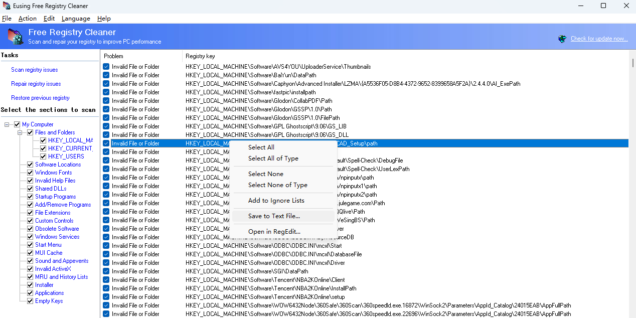 Eusing Free Registry Cleaner截图1 Eusing Free Registry Cleaner截图1